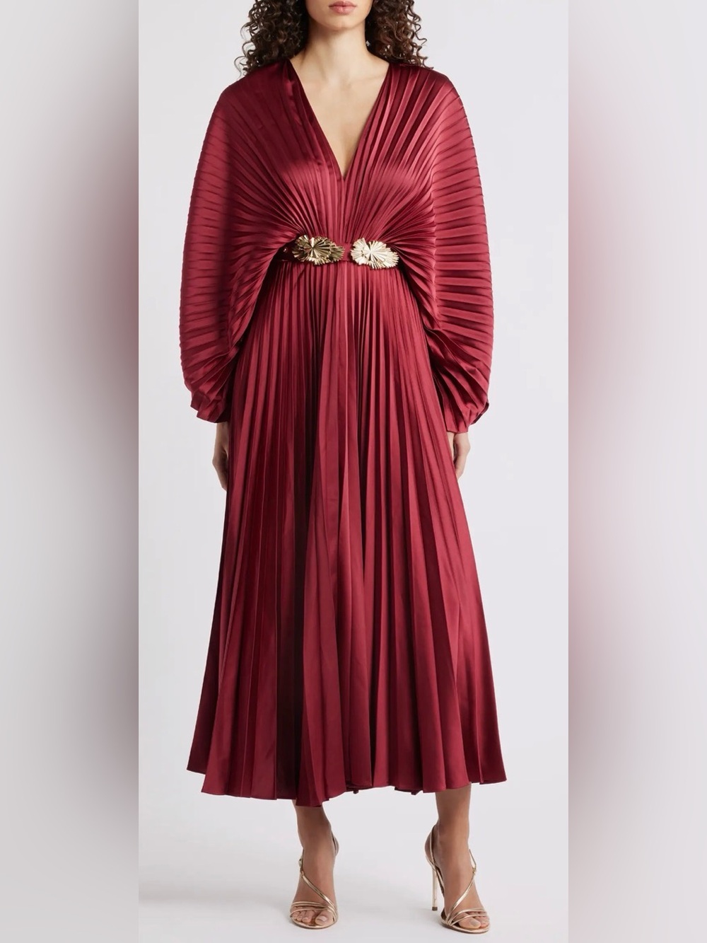 NEW ACLER Wonastow Pleated Long Sleeve Maxi Dress Sz 10